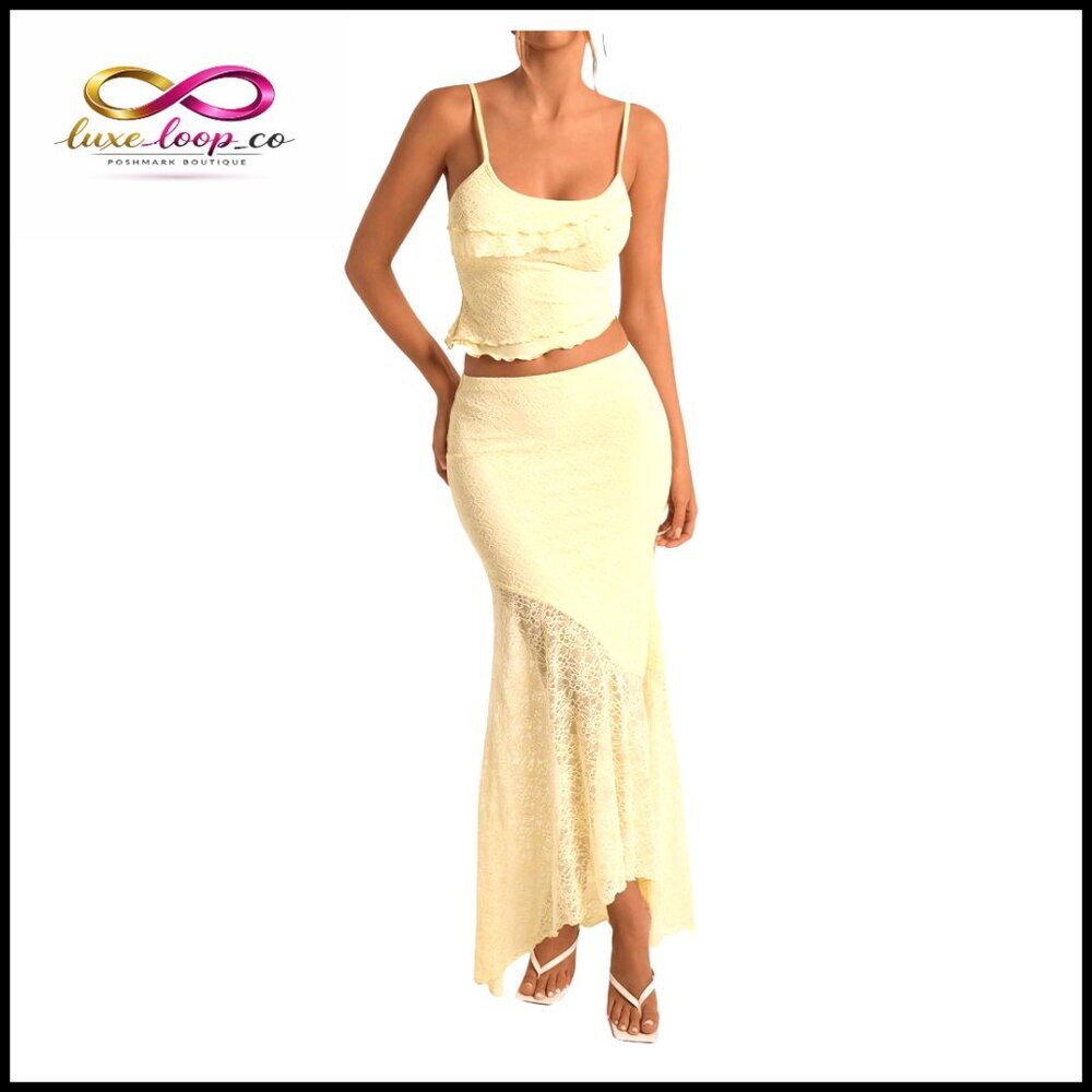 Medium Polyamide Matching Set: Camisole Crop Top and Maxi Skirt